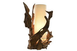DKD Home Decor Lámpara de Sobremesa de Teca y Hierro