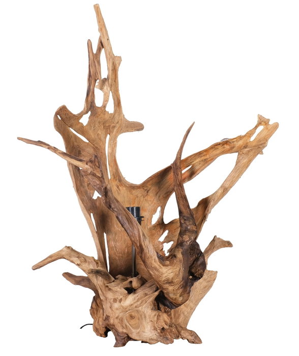 DKD Home Decor Lámpara de Sobremesa de Teca y Hierro