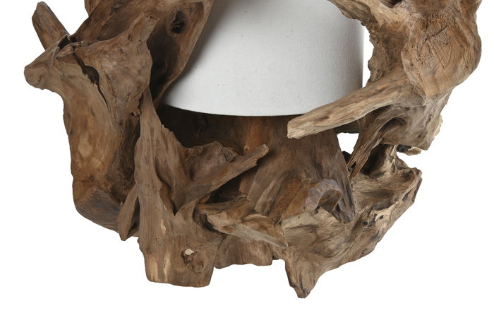 DKD Home Decor Lámpara de Sobremesa de Teca y Hierro