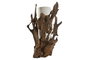 DKD Home Decor Lámpara de Sobremesa de Teca y Hierro
