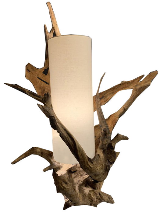 DKD Home Decor Lámpara de Sobremesa de Teca y Hierro