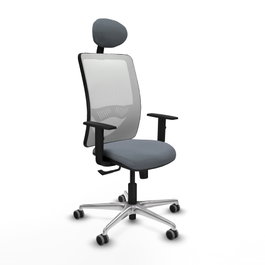PIQUERAS Y CRESPO Silla de oficina Zulema con mecanismo Sincro, Gris y Blanco