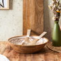 Home Deco Factory Ensaladera Dune Colección Mirage, Madera de Mango, Diámetro 33 cm x Altura 7.5 cm