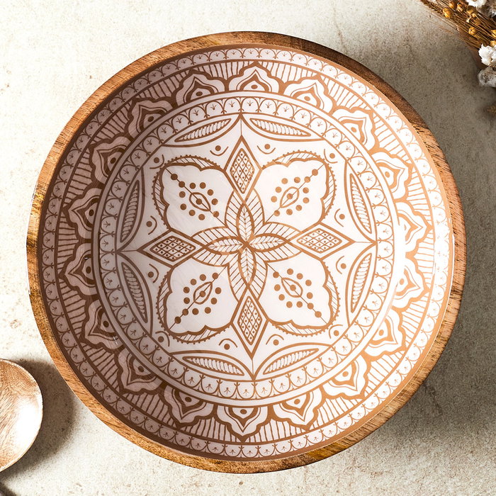 Home Deco Factory Ensaladera Dune Colección Mirage, Madera de Mango, Diámetro 33 cm x Altura 7.5 cm Home Deco Factory Ensaladera Dune Colección Mirage, Madera de Mango, Diámetro 33 cm x Altura 7.5 cm