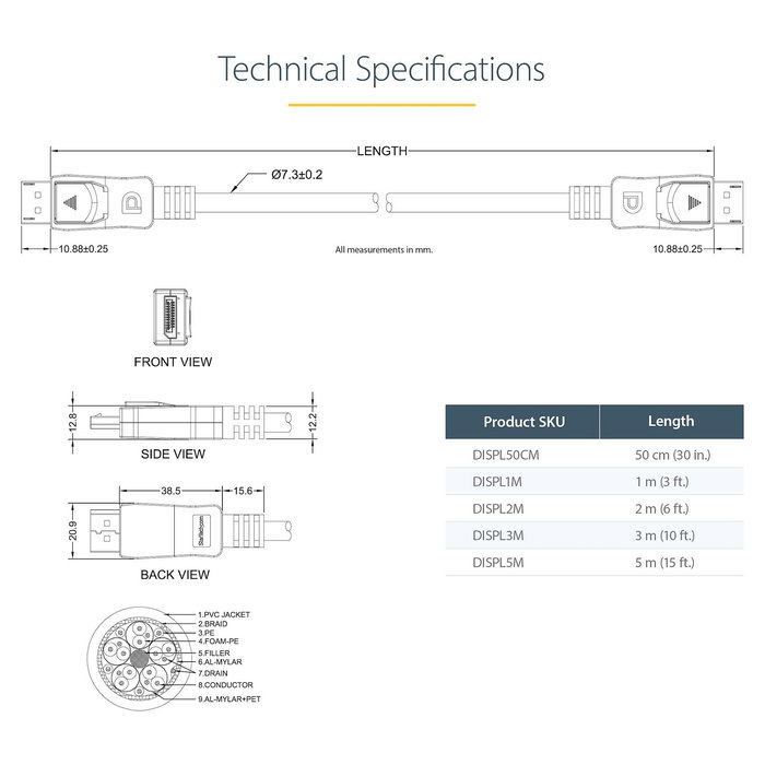 StarTech Cable DisplayPort 1.2 a DisplayPort Macho - 3 m, Certificado VESA 4K Ultra HD 3840x2400, con Conectores con Pestillo StarTech Cable DisplayPort 1.2 a DisplayPort Macho - 3 m, Certificado VESA 4K Ultra HD 3840x2400, con Conectores con Pestillo