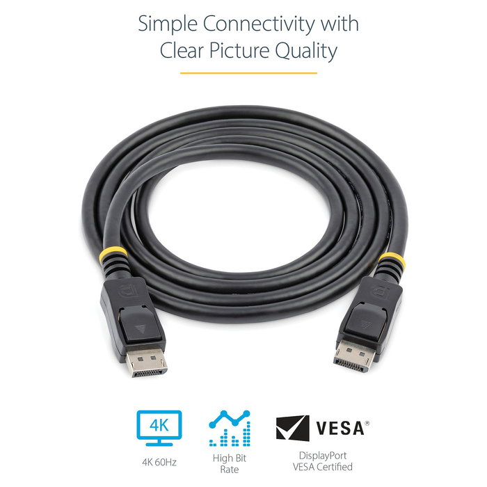 StarTech Cable DisplayPort 1.2 a DisplayPort Macho - 3 m, Certificado VESA 4K Ultra HD 3840x2400, con Conectores con Pestillo StarTech Cable DisplayPort 1.2 a DisplayPort Macho - 3 m, Certificado VESA 4K Ultra HD 3840x2400, con Conectores con Pestillo