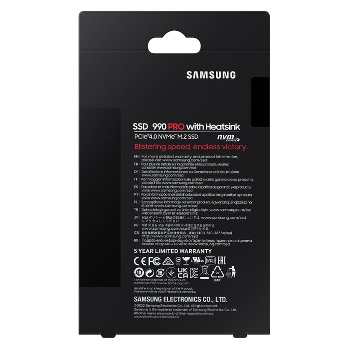 Samsung 990 PRO SSD 1TB M.2 NVMe PCIe 4.0 x4 - 2280, 7450 MB/s Lectura, 6900 MB/s Escritura, V-NAND MLC, Kit Retail Samsung 990 PRO SSD 1TB M.2 NVMe PCIe 4.0 x4 - 2280, 7450 MB/s Lectura, 6900 MB/s Escritura, V-NAND MLC, Kit Retail
