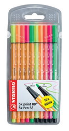 STABILO Estuche de 10 Rotuladores Point 88 y Point 68 Colores Neón