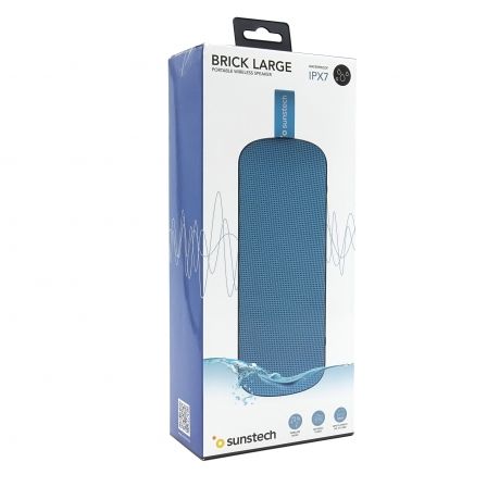 Sunstech BRICKLARGEBL Altavoz Portátil Bluetooth V5.0 10W, IPX7 Sumergible, Antipolvo, Antigolpes, TWS, Radio FM, 6h Batería, Azul