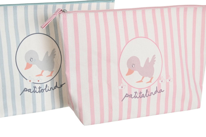 DKD Home Decor Neceser Baby Patito Lindo 23 Rosa Azul Impermeable 8 x 21 x 33 cm