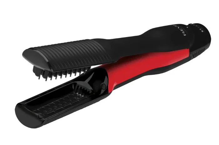 Revlon One-Step Air Straight - Cepillo Alisador y Secador de Pelo, Tecnología de Calor con Turmalina de Cerámica, Negro y Rojo, RVDR5330E