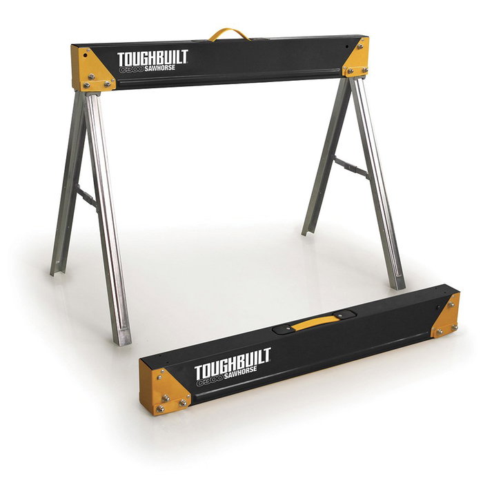 Toughbuilt Caballetes Portátiles Modelo C300-2, Juego de 2 Unidades, Estructura de Acero, Capacidad 498 kg por Caballete, Total 998 kg