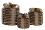 DKD Home Decor Set de 3 Piezas de Decoración en Ratán con LED Natural