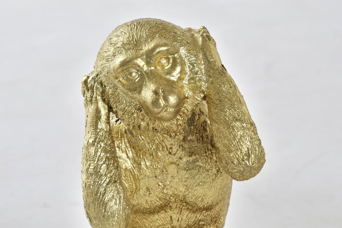 DKD Home Decor Figura de Resina Mono Dorado
