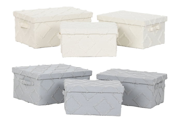 DKD Home Decor Set de 3 Cajas de Almacenaje Kondo Poliéster 40x30x20 cm