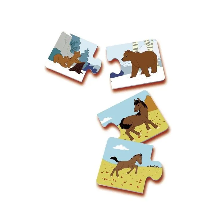 Ravensburger Puzzle Mamá y sus Pequeños | 12 Pares de Cartas para Unir Mamás y Animales Bebés | A partir de 2 Años