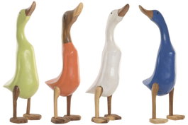 DKD Home Decor Figura de Madera Pato Colores Surtidos