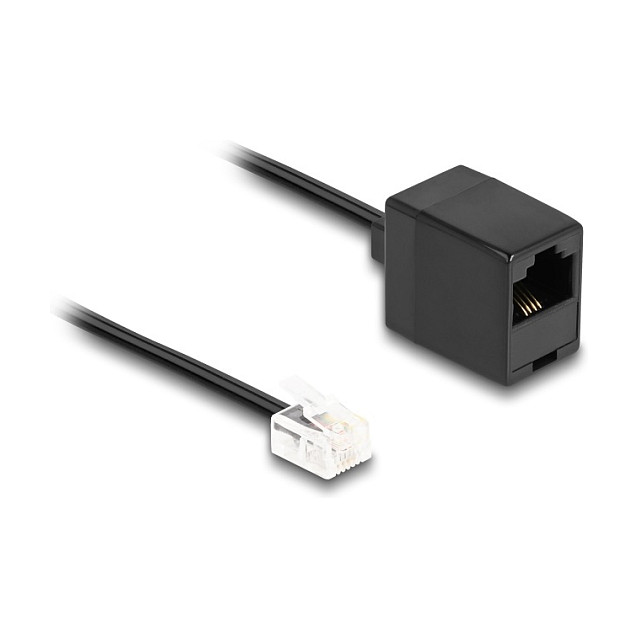 DeLOCK Cable Telefónico RJ11 Macho a RJ45 Hembra Negro 2 m, Plano, AWG 28, PVC DeLOCK Cable Telefónico RJ11 Macho a RJ45 Hembra Negro 2 m, Plano, AWG 28, PVC