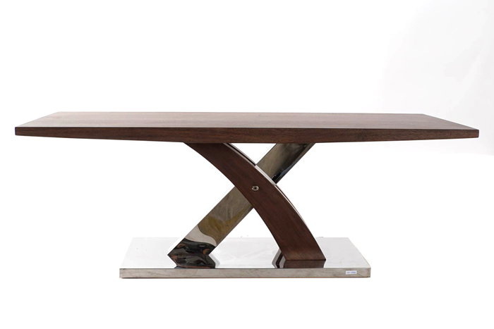 DKD Home Decor Mesa de Centro de Madera y Acero Marrón Oscuro
