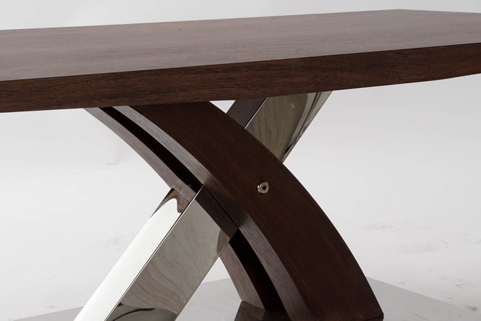 DKD Home Decor Mesa de Centro de Madera y Acero Marrón Oscuro