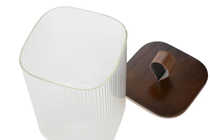 DKD Home Decor Bote de Cristal y Acacia 1L Transparente