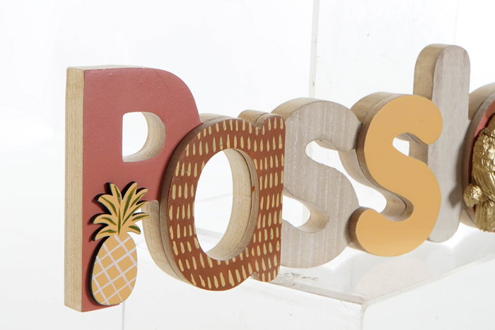 DKD Home Decor Decoración MDF Tropical Naranja y Amarillo