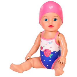 MGA Baby Born - Muñeca Nadadora con Función de Cuerda, Mueve Brazos, Incluye Bañador y Gorro de Baño, 30 cm, Certificado CE