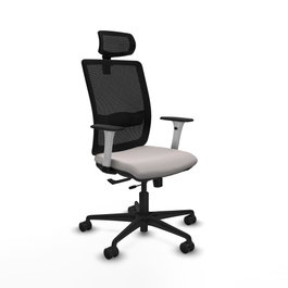 PIQUERAS Y CRESPO Silla de oficina Haches con mecanismo Sincro/Traslack, Blanco y Negro