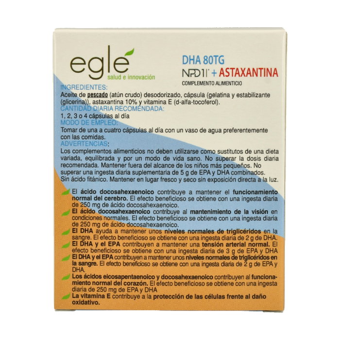Egle NPD1 DHA 80TG + Astaxantina 60 cápsulas
