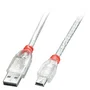 Lindy Cable USB 41783 USB A a Mini-USB B 2m (2 metros) USB 2.0 Transparente para Carga y Datos