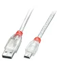 Lindy Cable USB 41783 USB A a Mini-USB B 2m (2 metros) USB 2.0 Transparente para Carga y Datos
