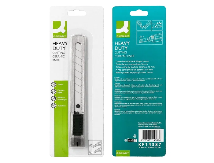 Q-connect Cúter Metálico Ancho Cuchilla Cerámica 18 mm XD-C78 Blister 1 Unidad