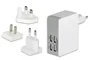 Ednet Adaptador de corriente universal con 4 puertos USB, Blanco, 31809