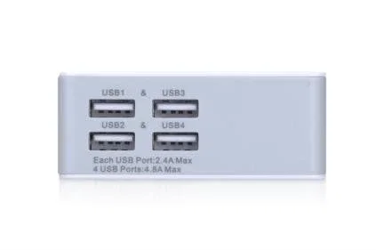 Ednet Adaptador de corriente universal con 4 puertos USB, Blanco, 31809