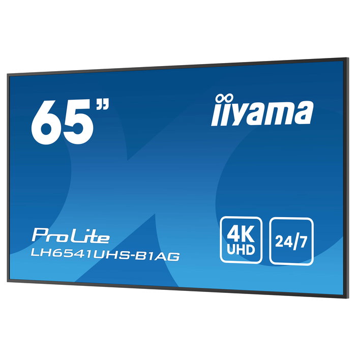 iiyama 65" 4K UHD IPS 3840x2160 25% Haze Monitor para Uso Profesional 24/7 Landscape y Portrait con Media Player USB