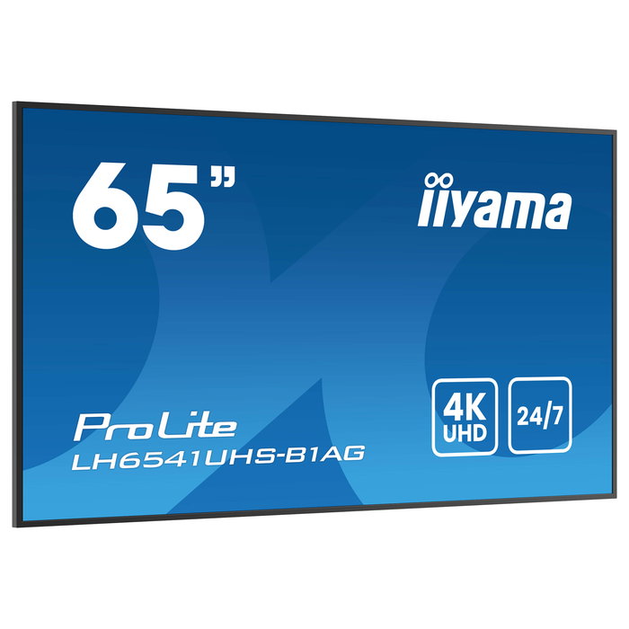 iiyama 65" 4K UHD IPS 3840x2160 25% Haze Monitor para Uso Profesional 24/7 Landscape y Portrait con Media Player USB