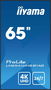iiyama 65" 4K UHD IPS 3840x2160 25% Haze Monitor para Uso Profesional 24/7 Landscape y Portrait con Media Player USB