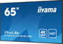 iiyama 65" 4K UHD IPS 3840x2160 25% Haze Monitor para Uso Profesional 24/7 Landscape y Portrait con Media Player USB