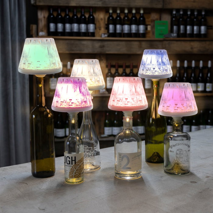 Rev Lamprusco Cristal RGBW Lámpara de Botella LED con Batería Rev Lamprusco Cristal RGBW Lámpara de Botella LED con Batería
