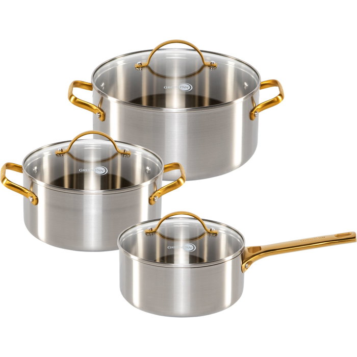 GreenPan Padova Reserve Set de ollas de 3 piezas en acero inoxidable GreenPan Padova Reserve Set de ollas de 3 piezas en acero inoxidable
