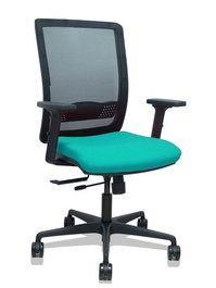 Silla Piqueras Y Crespo Haches Brazos 2D Regulables Mecanismo Sincro Con Traslack Apoyo Lumbar Respaldo Malla Negra Y Asiento Tapizado Bali Turquesa