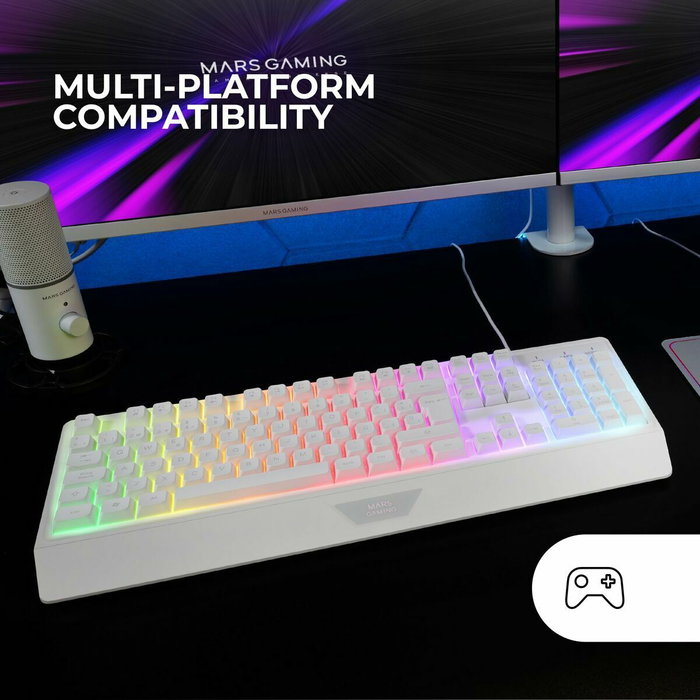 Mars gaming MK124 Teclado gaming semimecánico Blanco Mars gaming MK124 Teclado gaming semimecánico Blanco