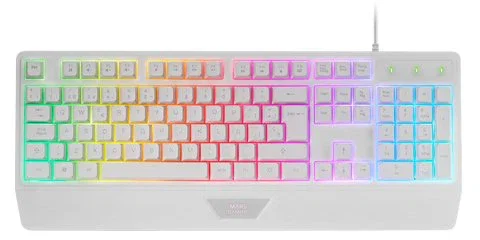 Mars Gaming MK124 Teclado Gaming Semimecánico H-Mech Full Size RGB, Español, Color Blanco, Anti-Ghosting, Reposamuñecas, Compatible con PC, PS4, PS5, Xbox y Switch
