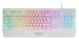 Mars Gaming MK124 Teclado Gaming Semimecánico H-Mech Full Size RGB, Español, Color Blanco, Anti-Ghosting, Reposamuñecas, Compatible con PC, PS4, PS5, Xbox y Switch
