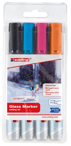 EDDING 95 Set de 4 rotuladores para cristal Multicolor EDDING 95 Set de 4 rotuladores para cristal Multicolor