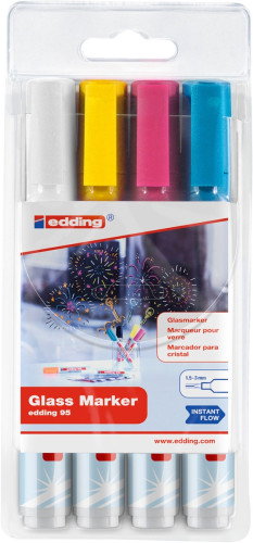 EDDING 95 Set de 4 rotuladores para cristal Multicolor EDDING 95 Set de 4 rotuladores para cristal Multicolor