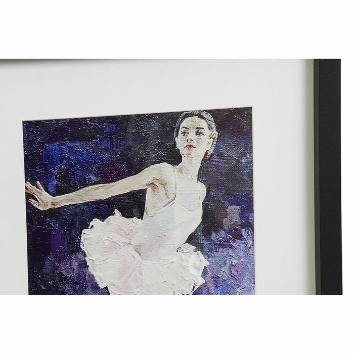 DKD Home Decor Cuadro Ballet Enmarcado Pack de 4 unidades (35x2x45 cm) en Azul, Negro y Blanco