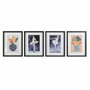 DKD Home Decor Cuadro Ballet Enmarcado Pack de 4 unidades (35x2x45 cm) en Azul, Negro y Blanco