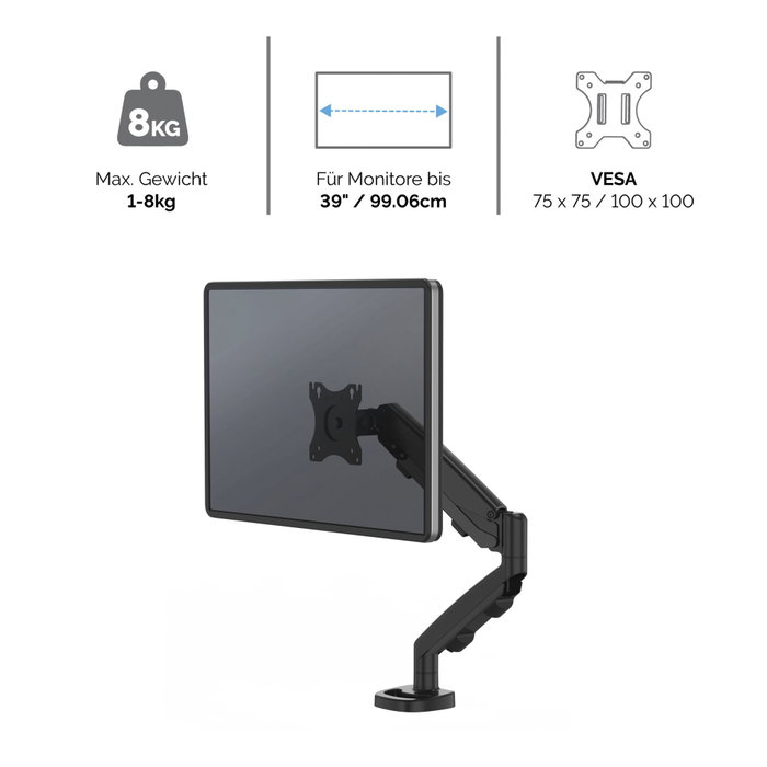 Fellowes Brazo para monitor EPPA Single negro