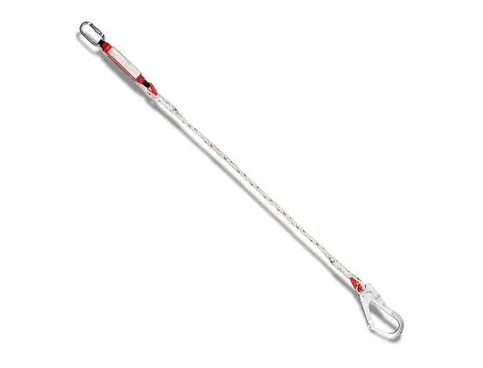 Faru Elemento de Amarre Anticaídas con Absorbedor de Energía, Cuerda 13mm, Gancho Acero 50mm, Mosquetón